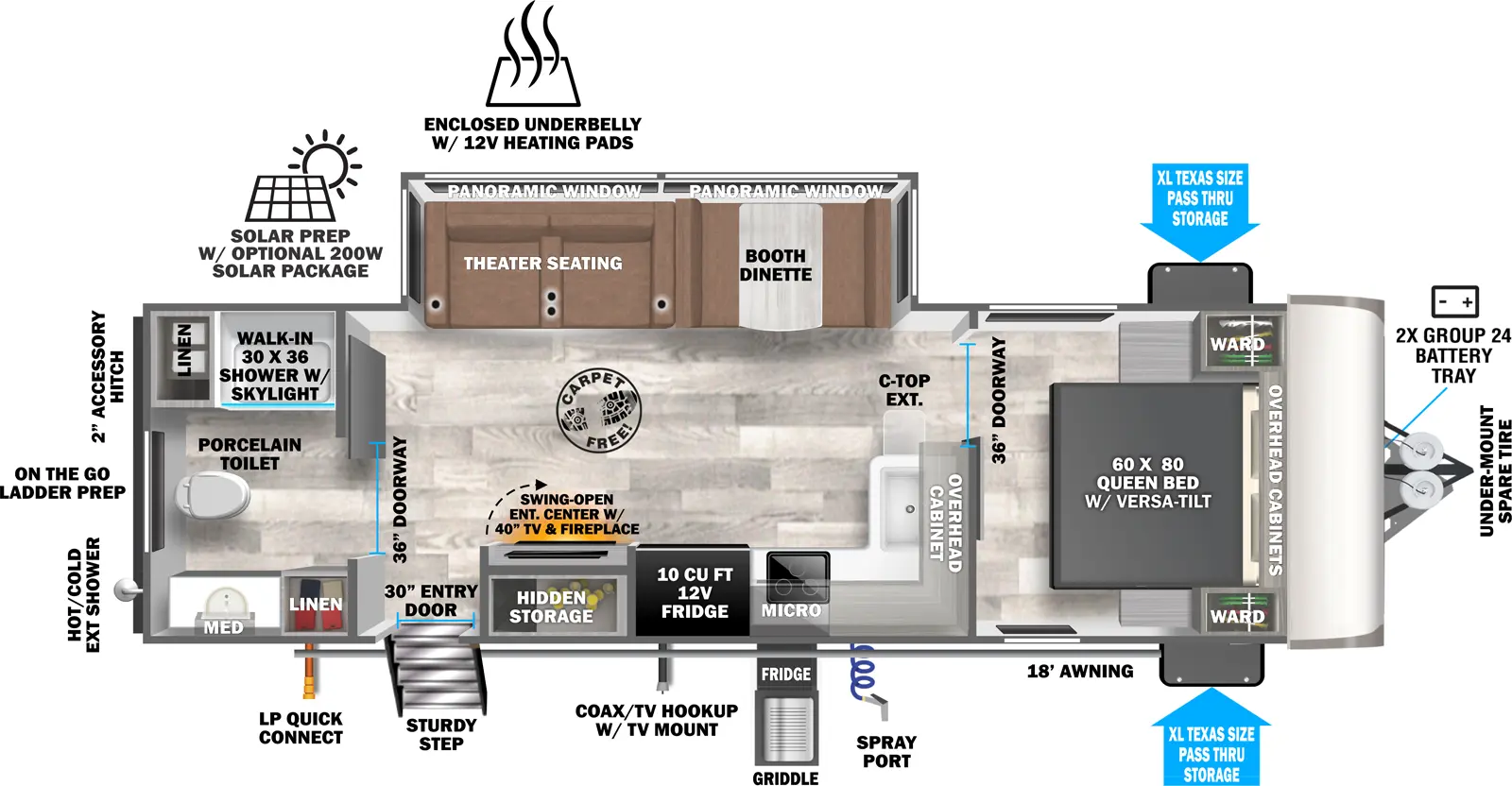 Heritage Glen Travel Trailers 25RBHL Floorplan